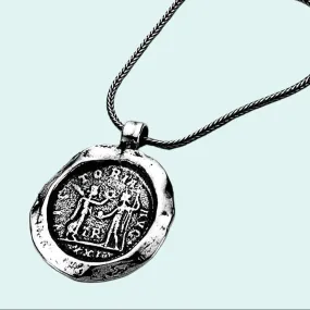 Roman Coin Replica Necklace Pendant sterling silver necklace