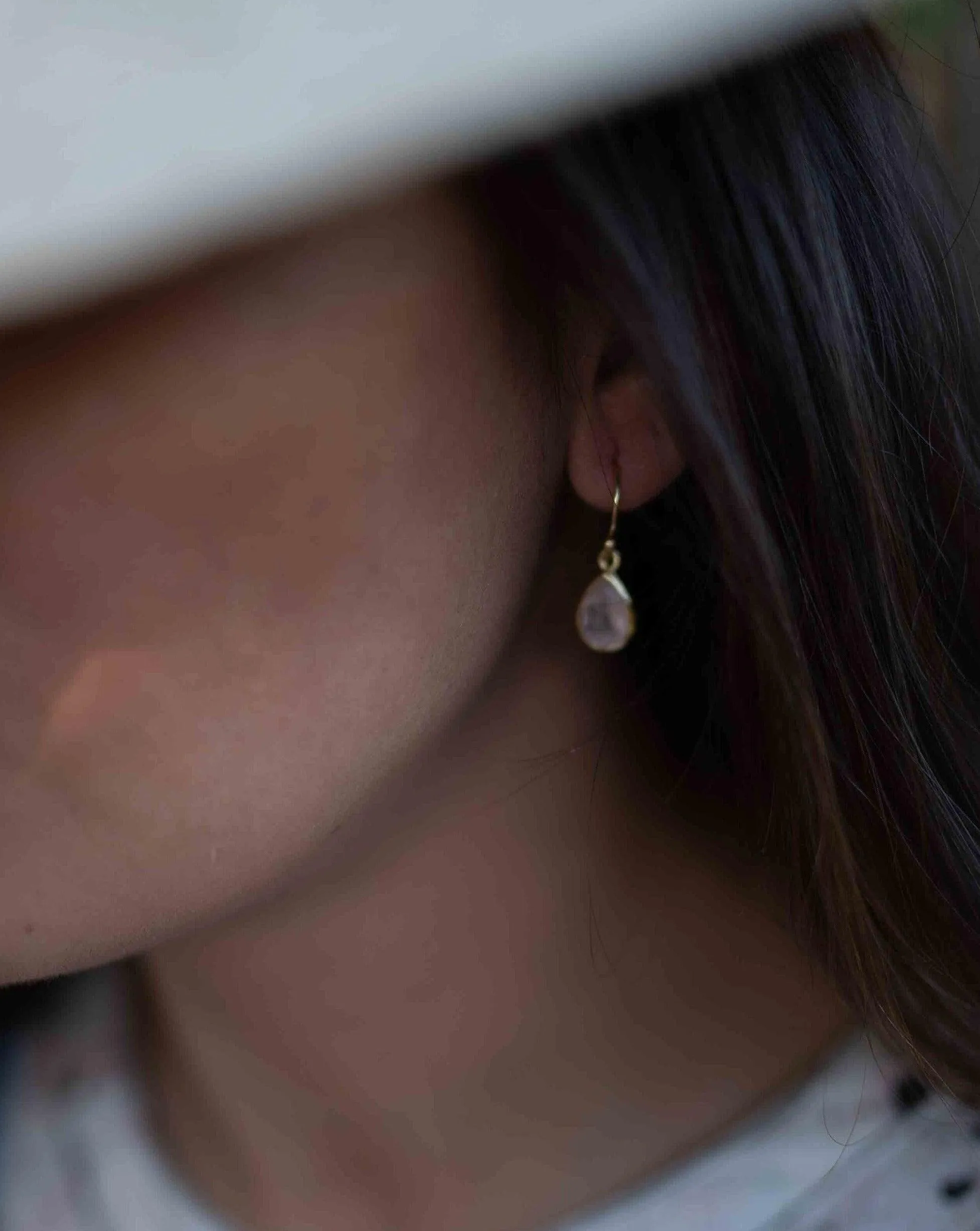 Rose Quartz Tear Drop Earrings ~ 18k Gold Plated ~ ME190