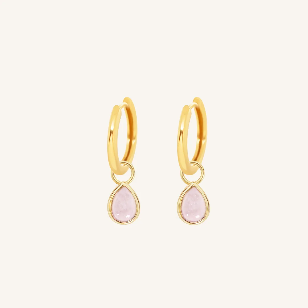 Rose Quartz Trove Charm Hoops