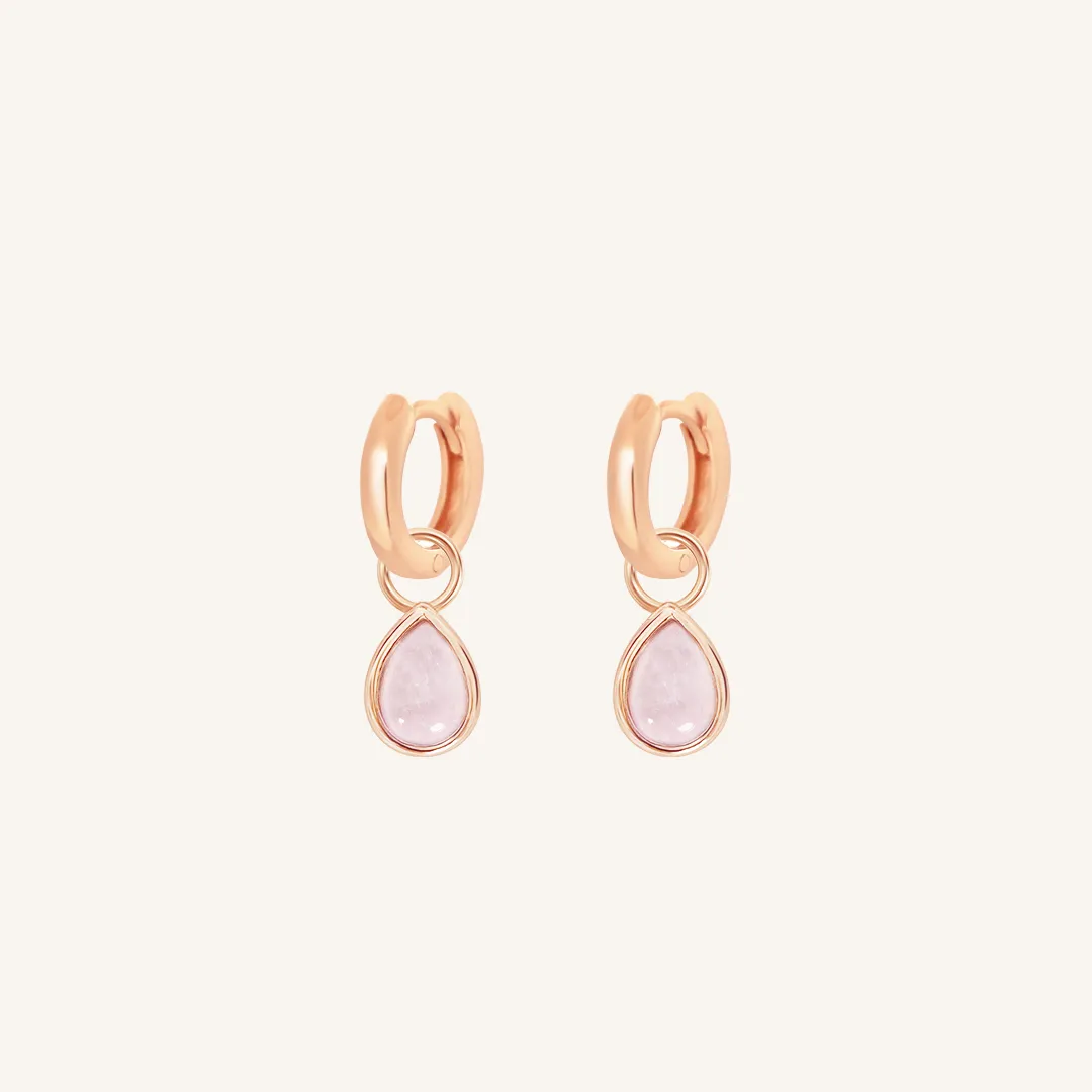 Rose Quartz Trove Charm Hoops