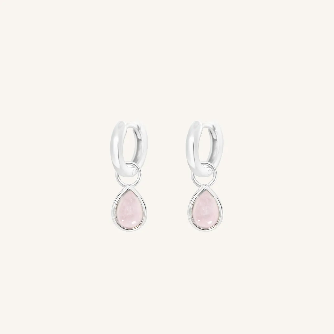 Rose Quartz Trove Charm Hoops