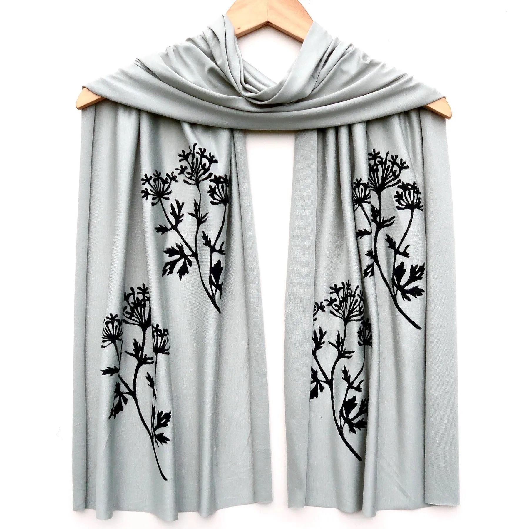 Scarf Wide - Sage (Black or White Ink) by Windsparrow Studio