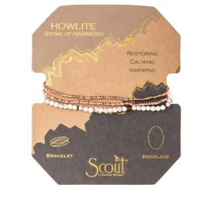 Scout Delicate Stone Wrap Bracelet / Necklace - Howlite Stone Of Harmony