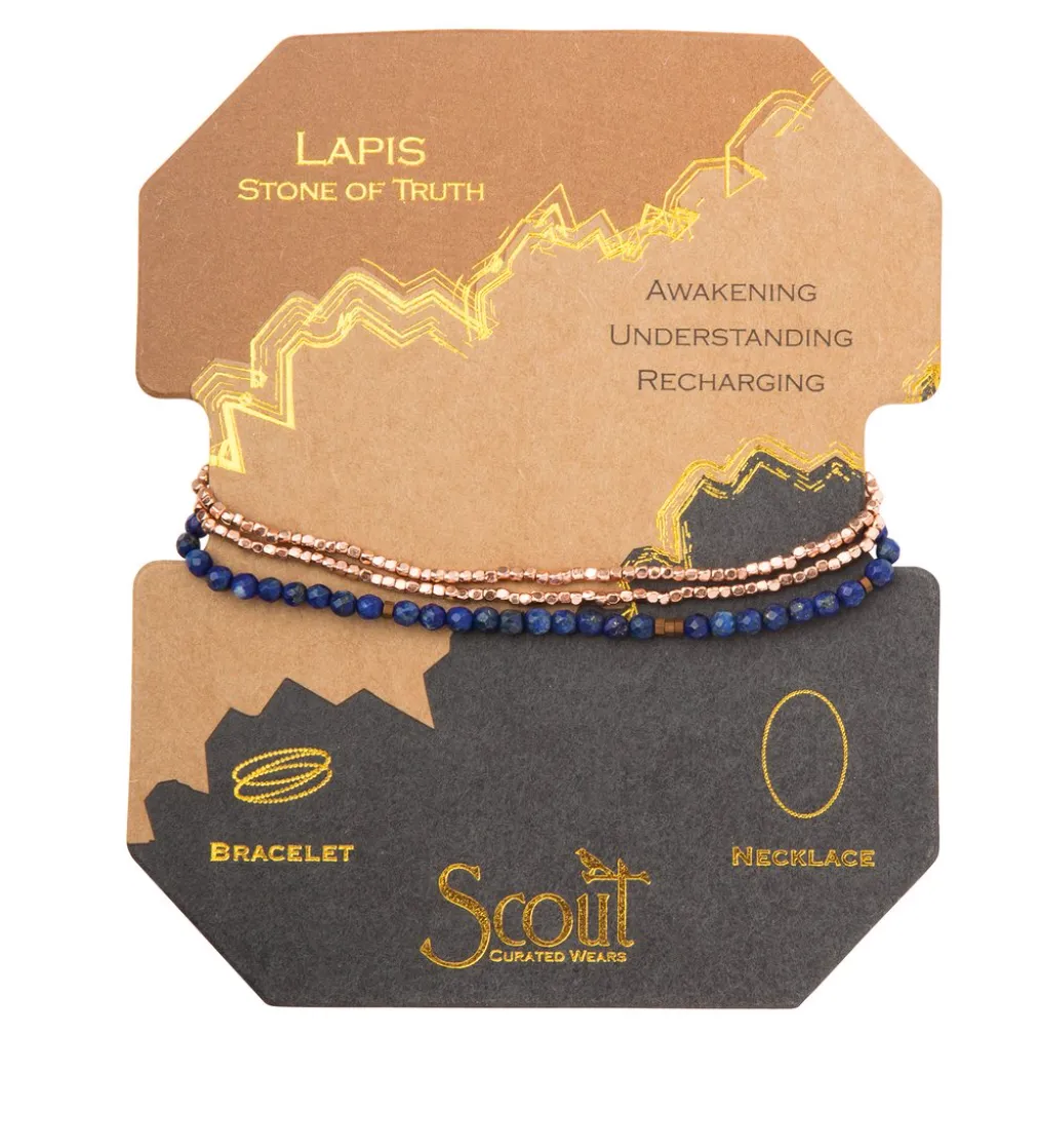 Scout Delicate Stone Wrap Bracelet / Necklace - Lapis Stone Of Truth