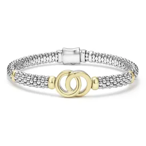 Signature Caviar Two-Tone Interlocking Caviar Bracelet | 6mm