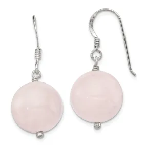 Silver Shepherds Hook Rose Quartz Drop Earrings