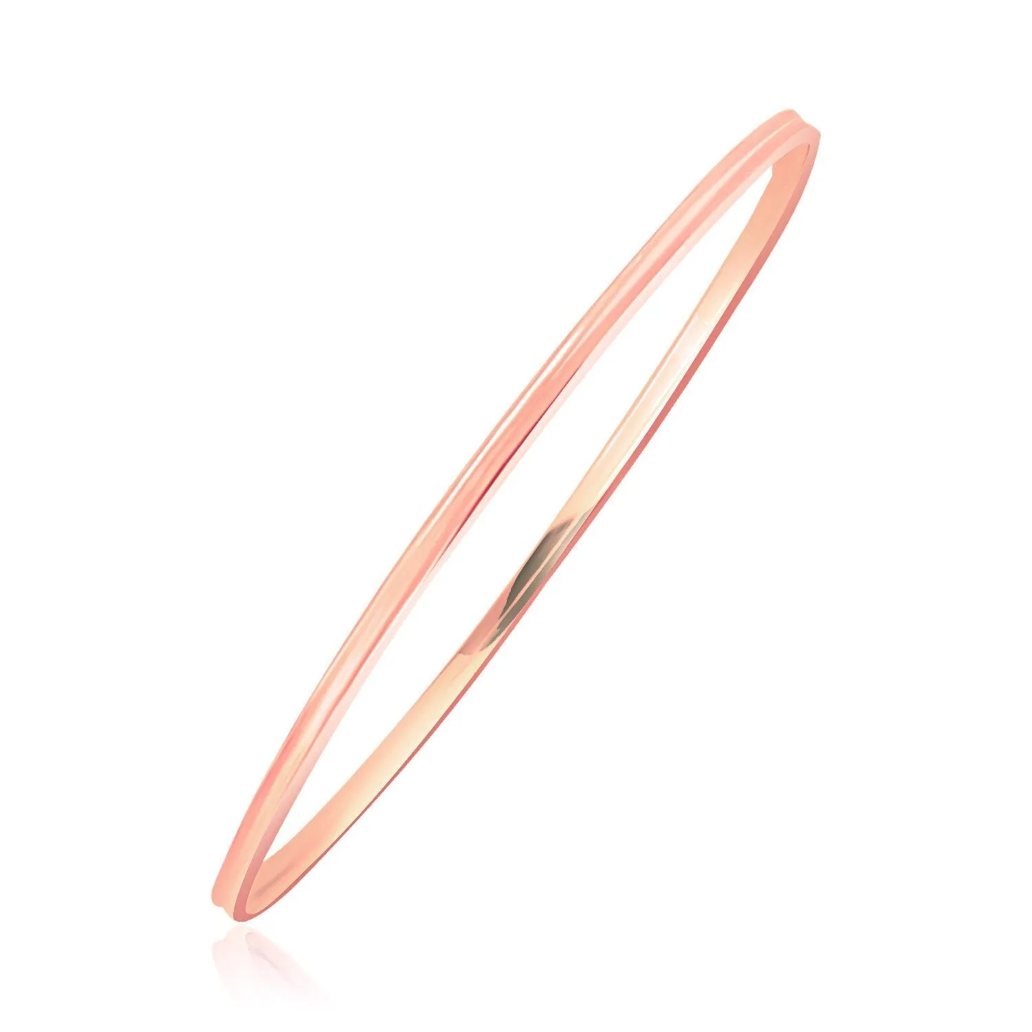 Size: 8'' - 14k Rose Gold Concave Motif Thin  Stackable Bangle