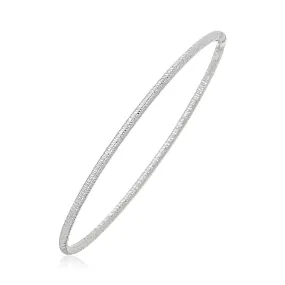 Size: 8'' - 14k White Gold Thin Textured Stackable Bangle