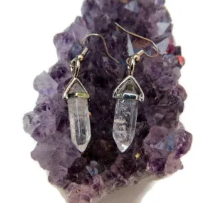 Small Clear Quartz Crystal Point Earrings