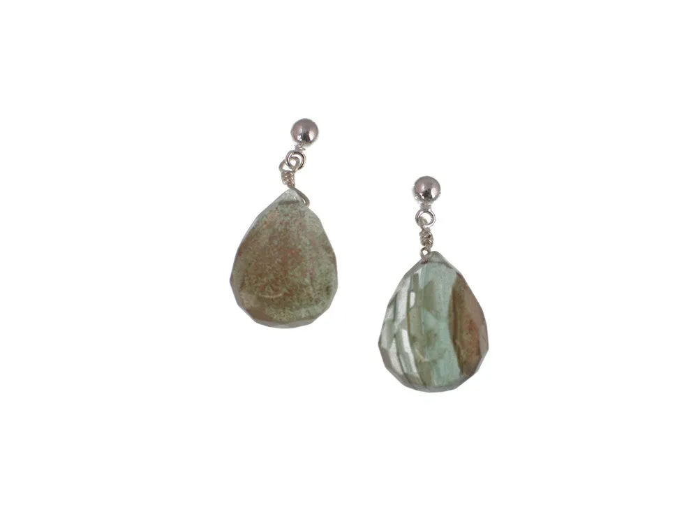 Small Faceted Teardrop Stone Earrings