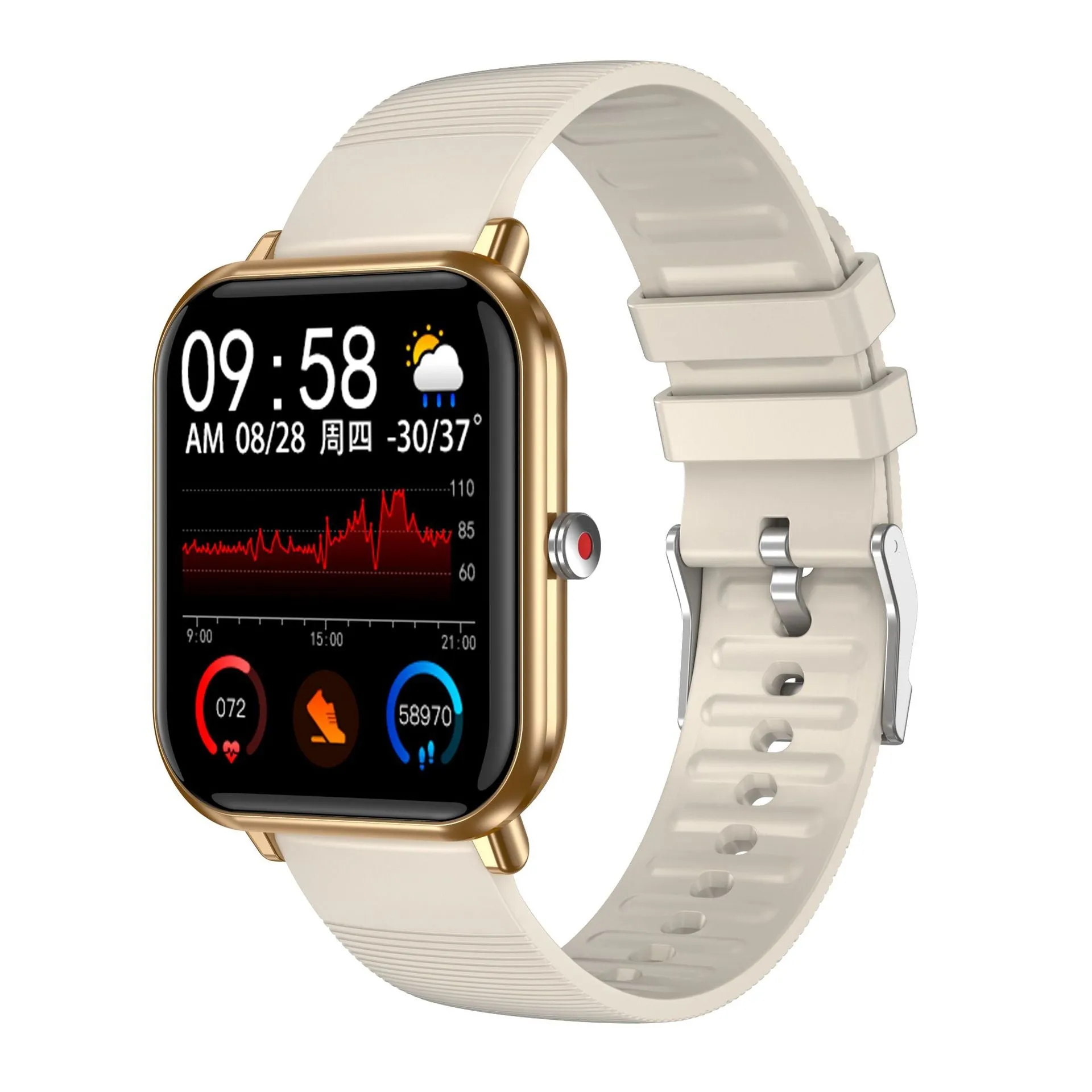 Smart Watch Body Temperature Heart Rate Blood Pressure Blood Oxygen Full Touch Weather Forecast Controlled by Music