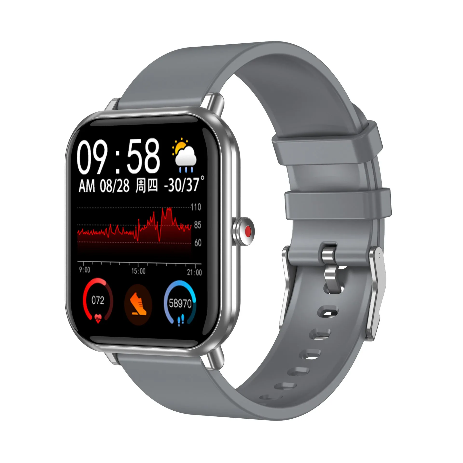 Smart Watch Body Temperature Heart Rate Blood Pressure Blood Oxygen Full Touch Weather Forecast Controlled by Music