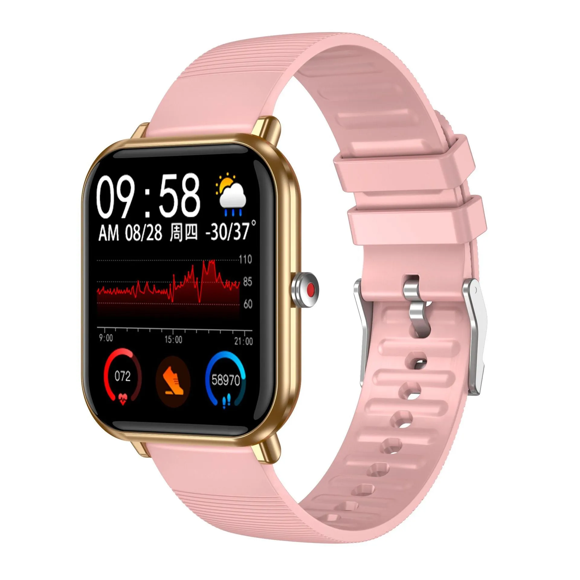 Smart Watch Body Temperature Heart Rate Blood Pressure Blood Oxygen Full Touch Weather Forecast Controlled by Music