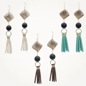 Smokey Quartz & Suede Earrings | Choice of Color