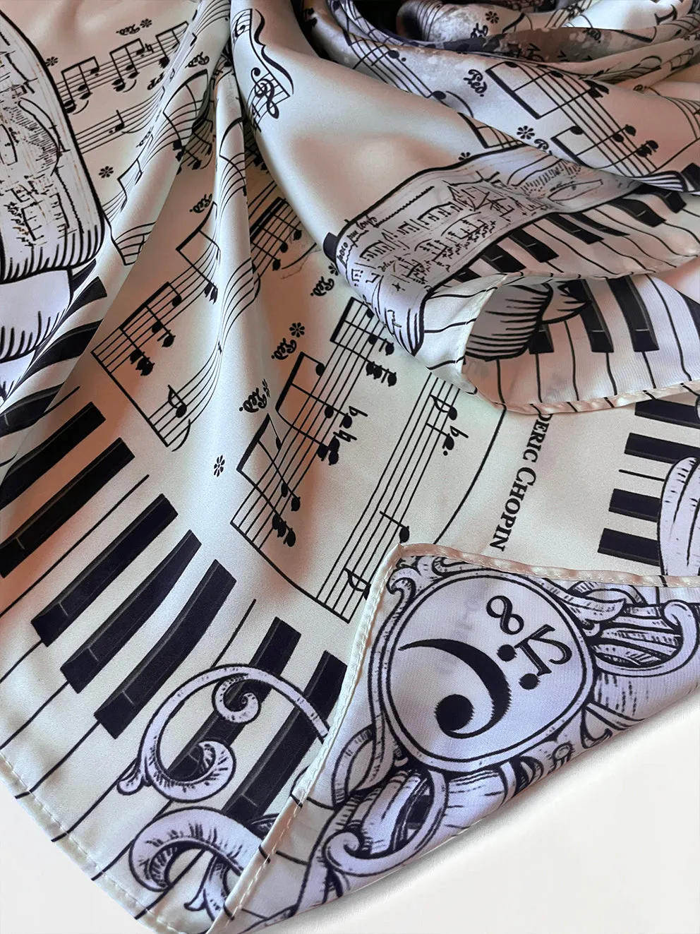 Square Music Scarf: Frederic Chopin Nocturne Op. 9 No. 2 Design, Classical Music Scarf, Piano Music Accessory, Music Lover Gift, Headscarf