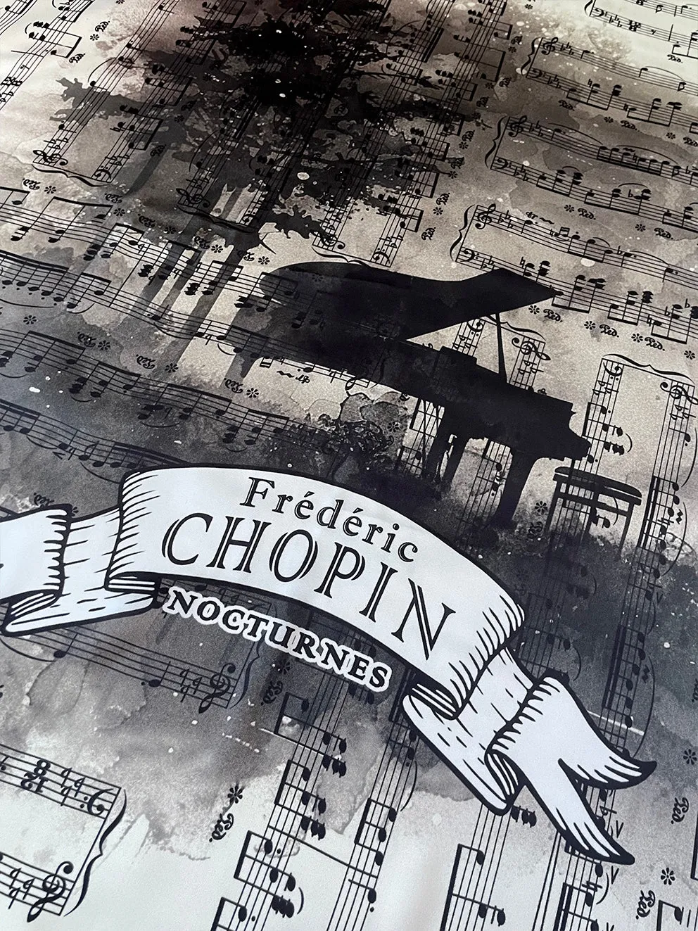 Square Music Scarf: Frederic Chopin Nocturne Op. 9 No. 2 Design, Classical Music Scarf, Piano Music Accessory, Music Lover Gift, Headscarf