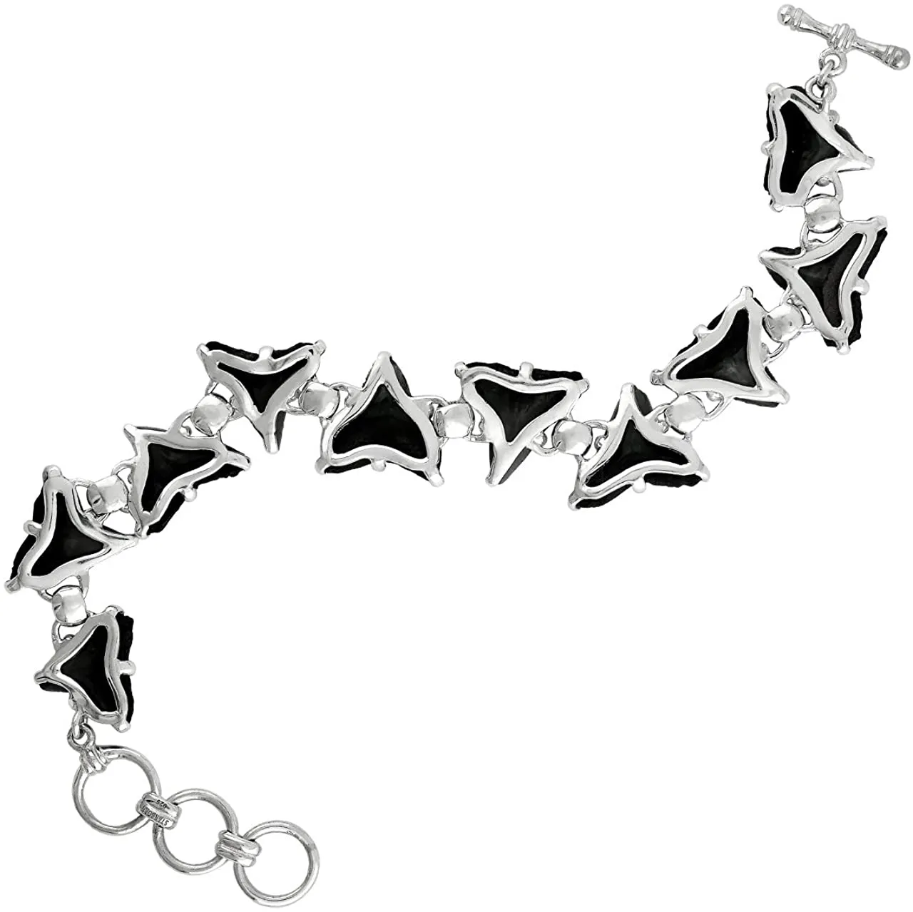 Starborn genuine Fossil Megalodon and Cosmopolitodus Bracelet in Sterling Silver