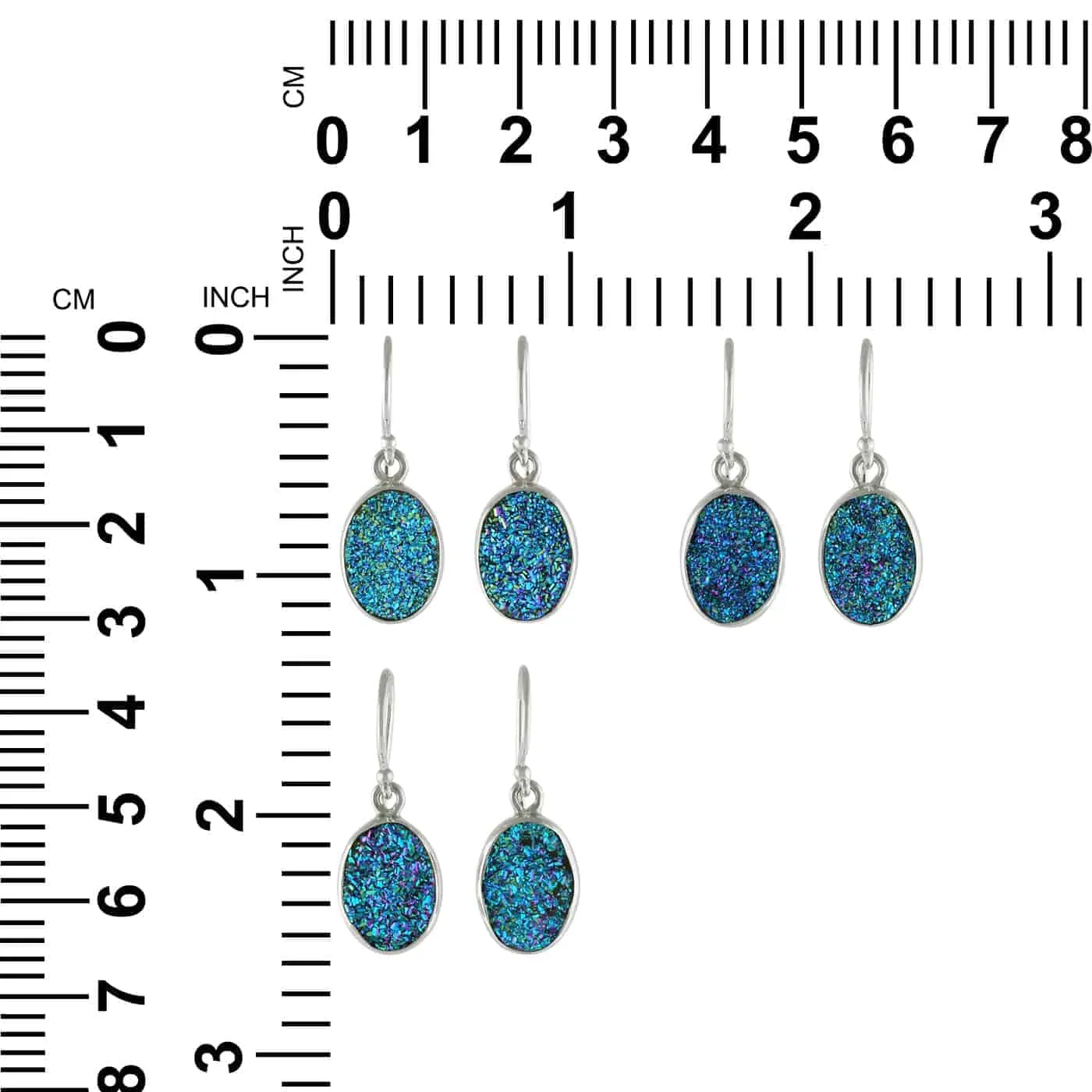 Starborn Quartz Drusy Blue Earrings in Sterling Silver