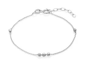 Sterling Silver 3mm Bead Station Bracelet 6.5" 1"