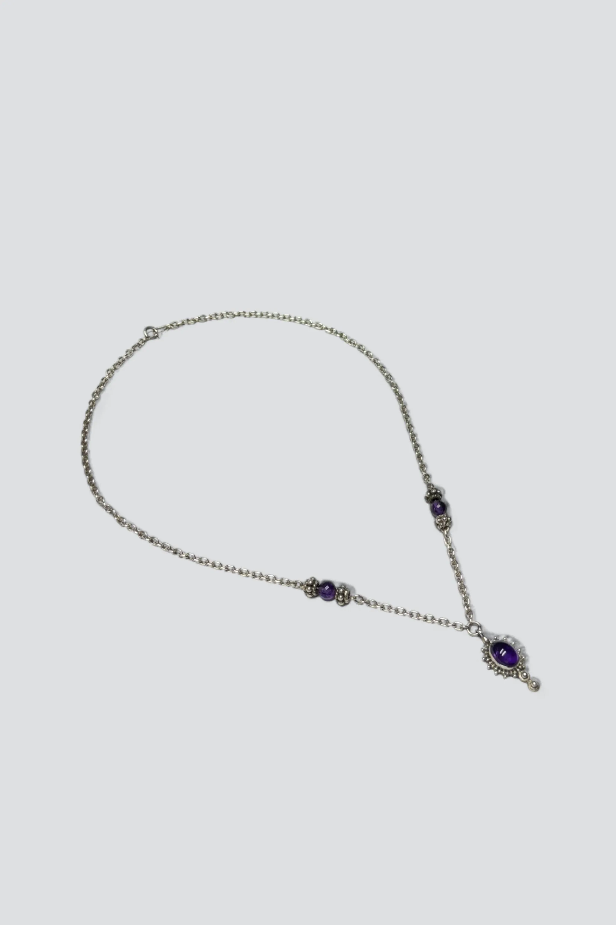 Sterling Silver Amethyst Bead Pendant Necklace