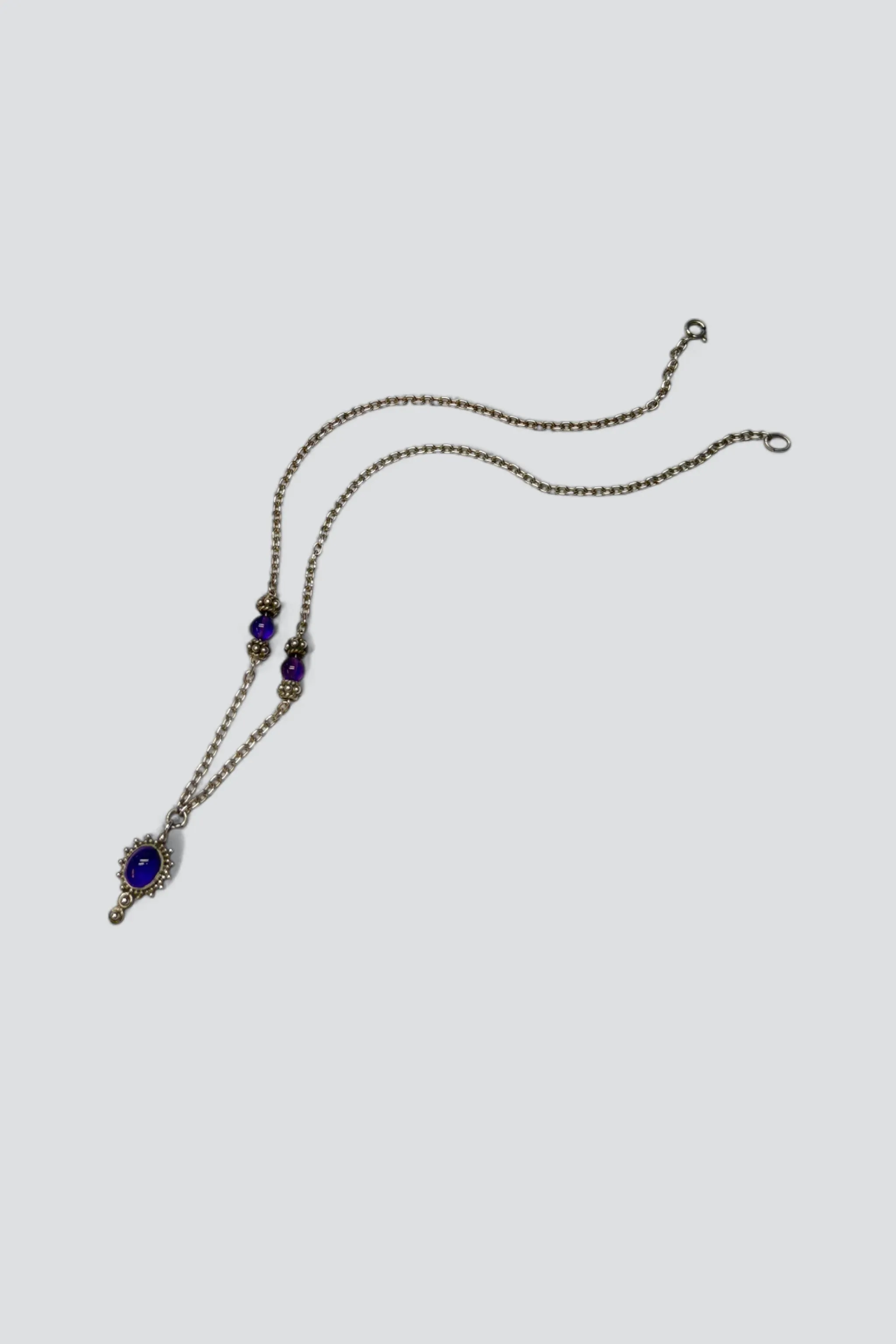 Sterling Silver Amethyst Bead Pendant Necklace