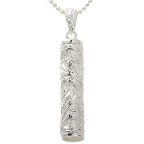 Sterling Silver Cut Out Hawaiian Scroll Tube Pendant (Chain Sold Separately)