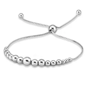 STERLING SILVER GRADUATING BALL BOLO BRACELET