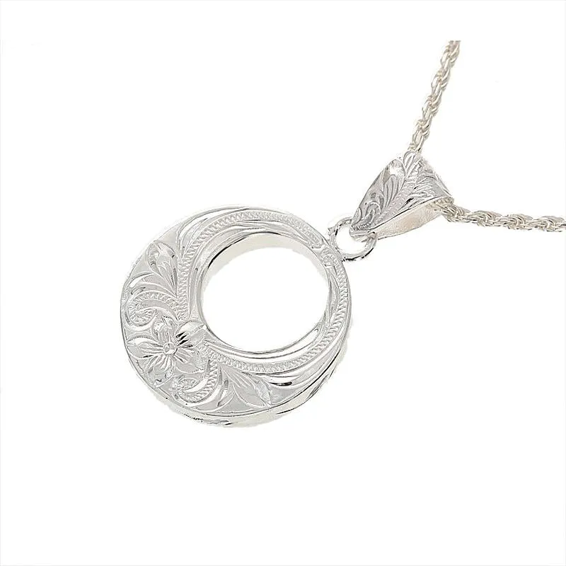 Sterling Silver Hawaiian Scroll Circle Pendant (Chain Sold Separately)