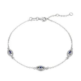 Sterling Silver Rhodium Plated Evil Eye Bracelet ERLB018