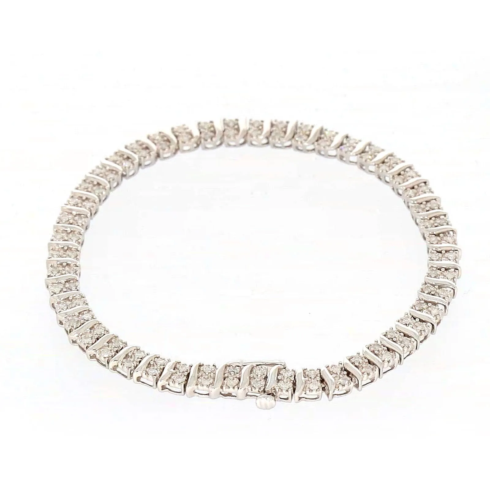 Sterling Silver Round Brilliant Cut 1 Carat tw of Diamonds Tennis Bracelet