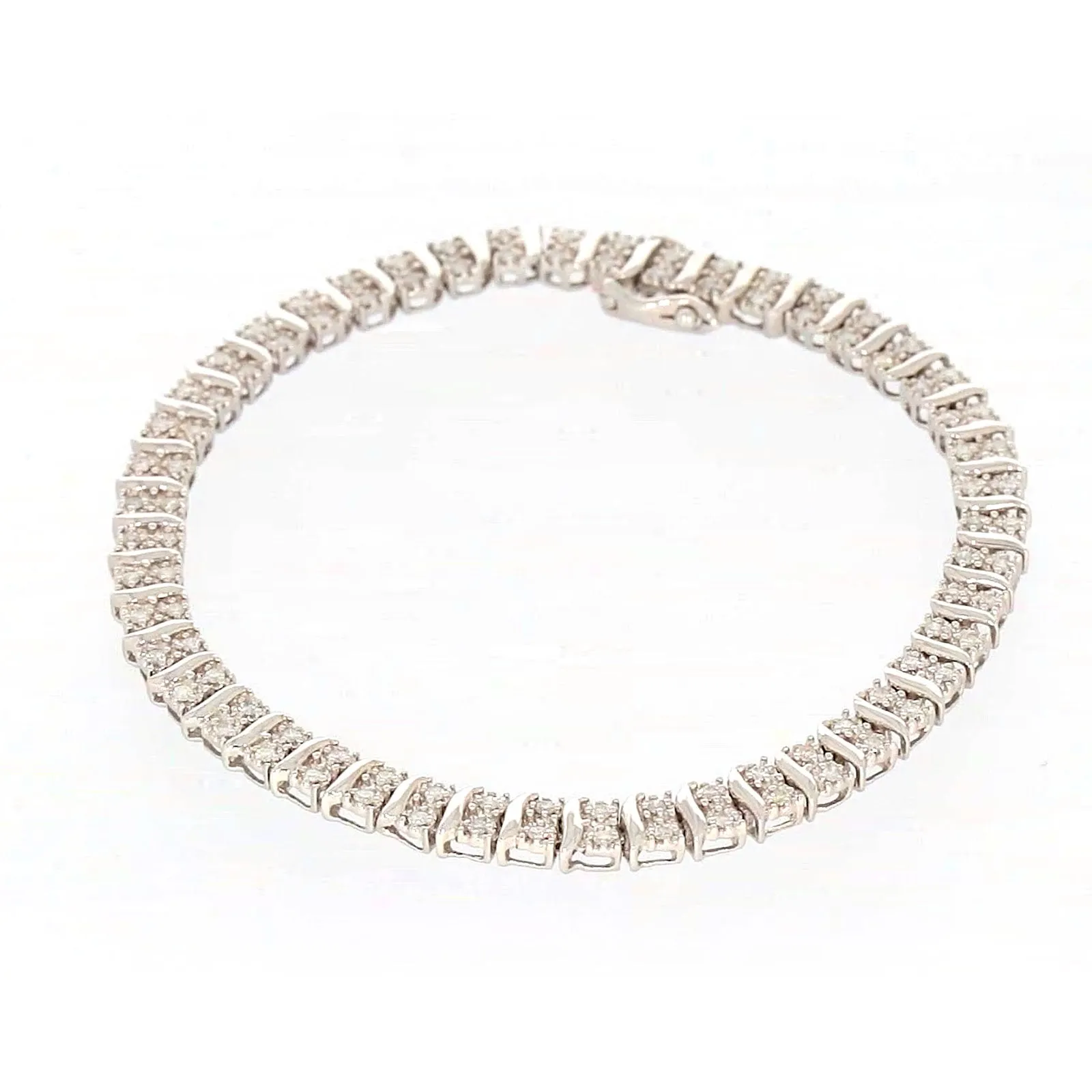 Sterling Silver Round Brilliant Cut 1 Carat tw of Diamonds Tennis Bracelet