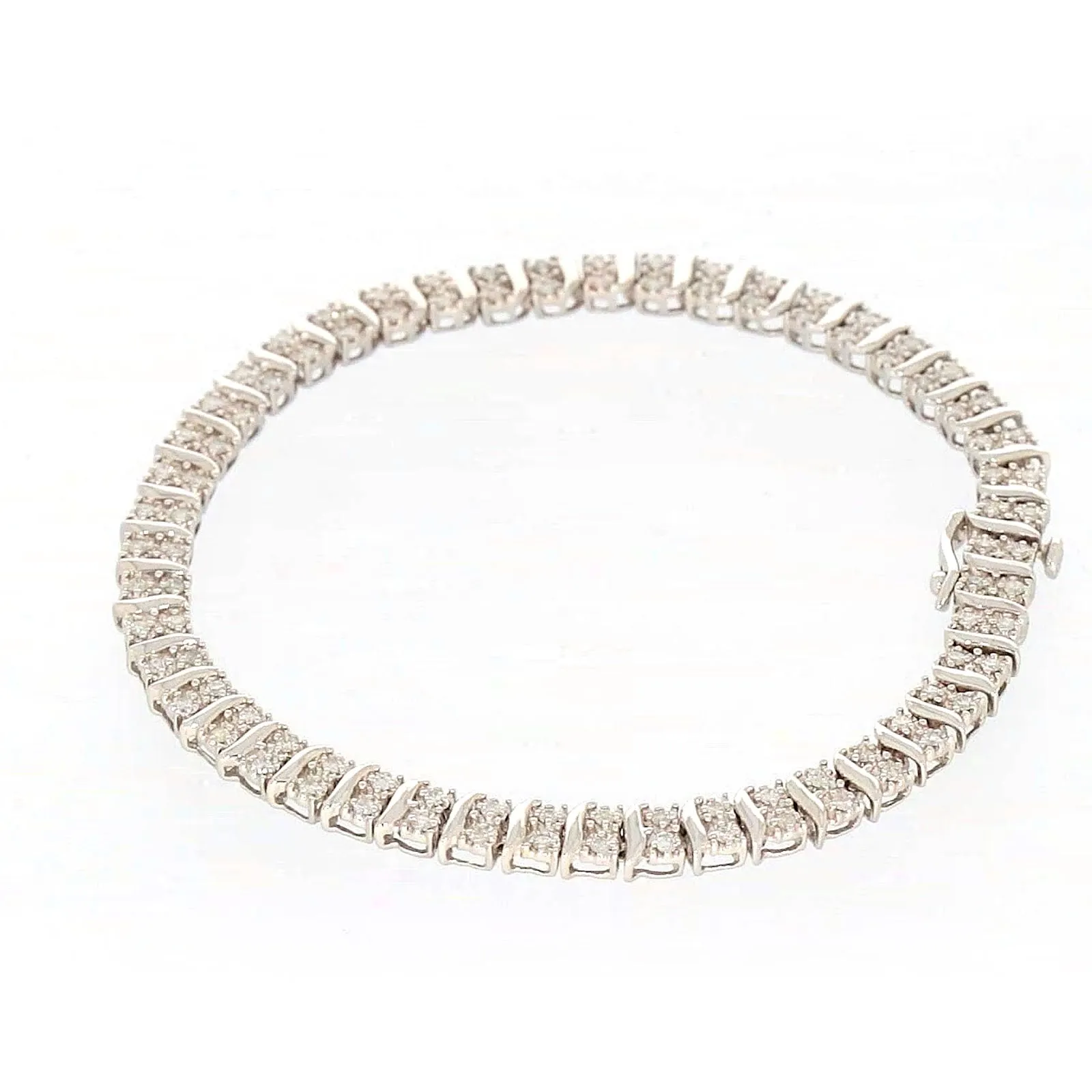 Sterling Silver Round Brilliant Cut 1 Carat tw of Diamonds Tennis Bracelet