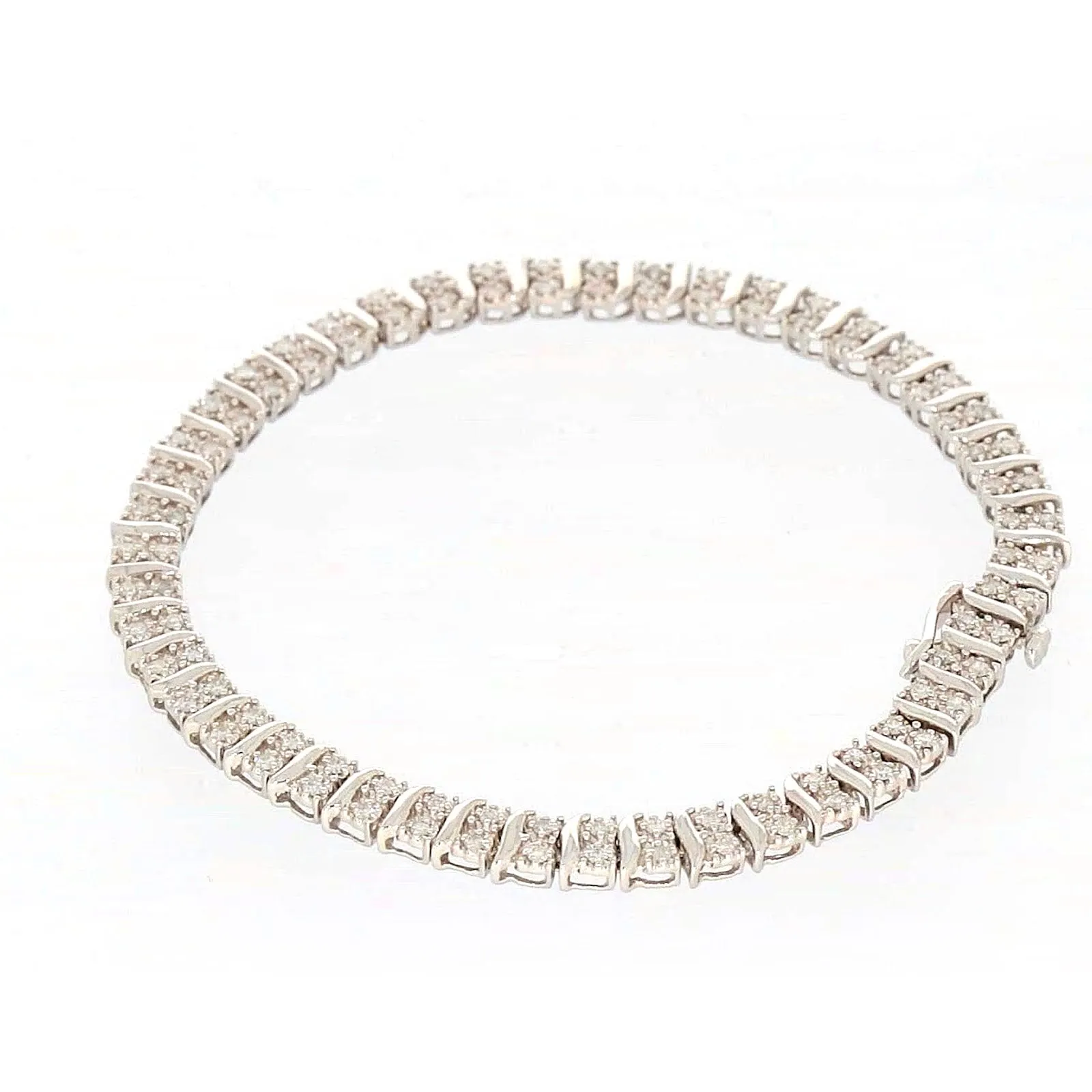 Sterling Silver Round Brilliant Cut 1 Carat tw of Diamonds Tennis Bracelet