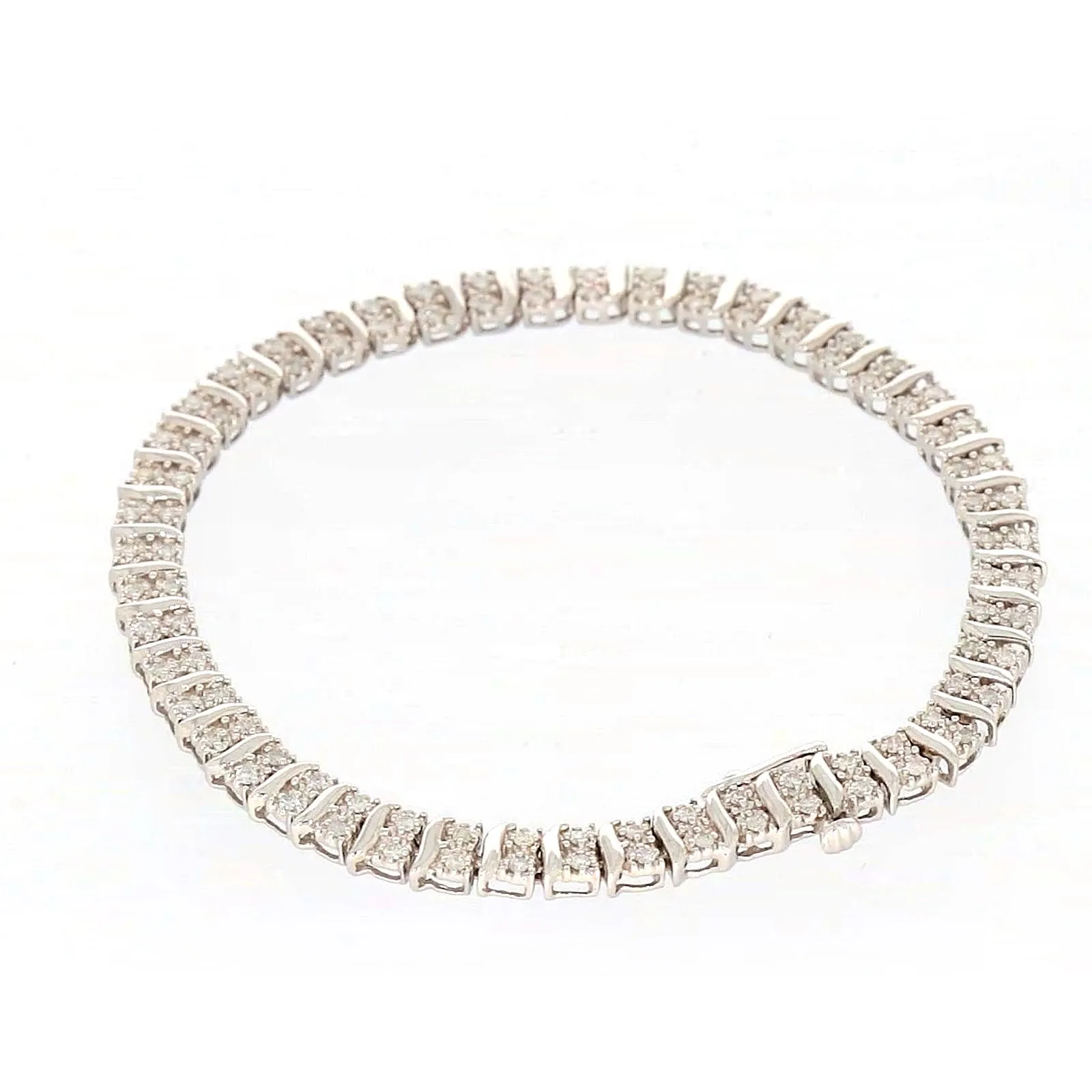 Sterling Silver Round Brilliant Cut 1 Carat tw of Diamonds Tennis Bracelet