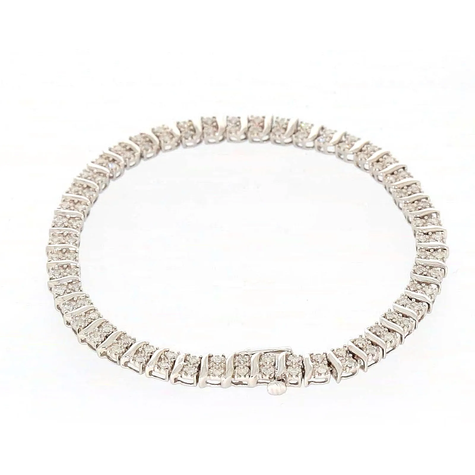 Sterling Silver Round Brilliant Cut 1 Carat tw of Diamonds Tennis Bracelet