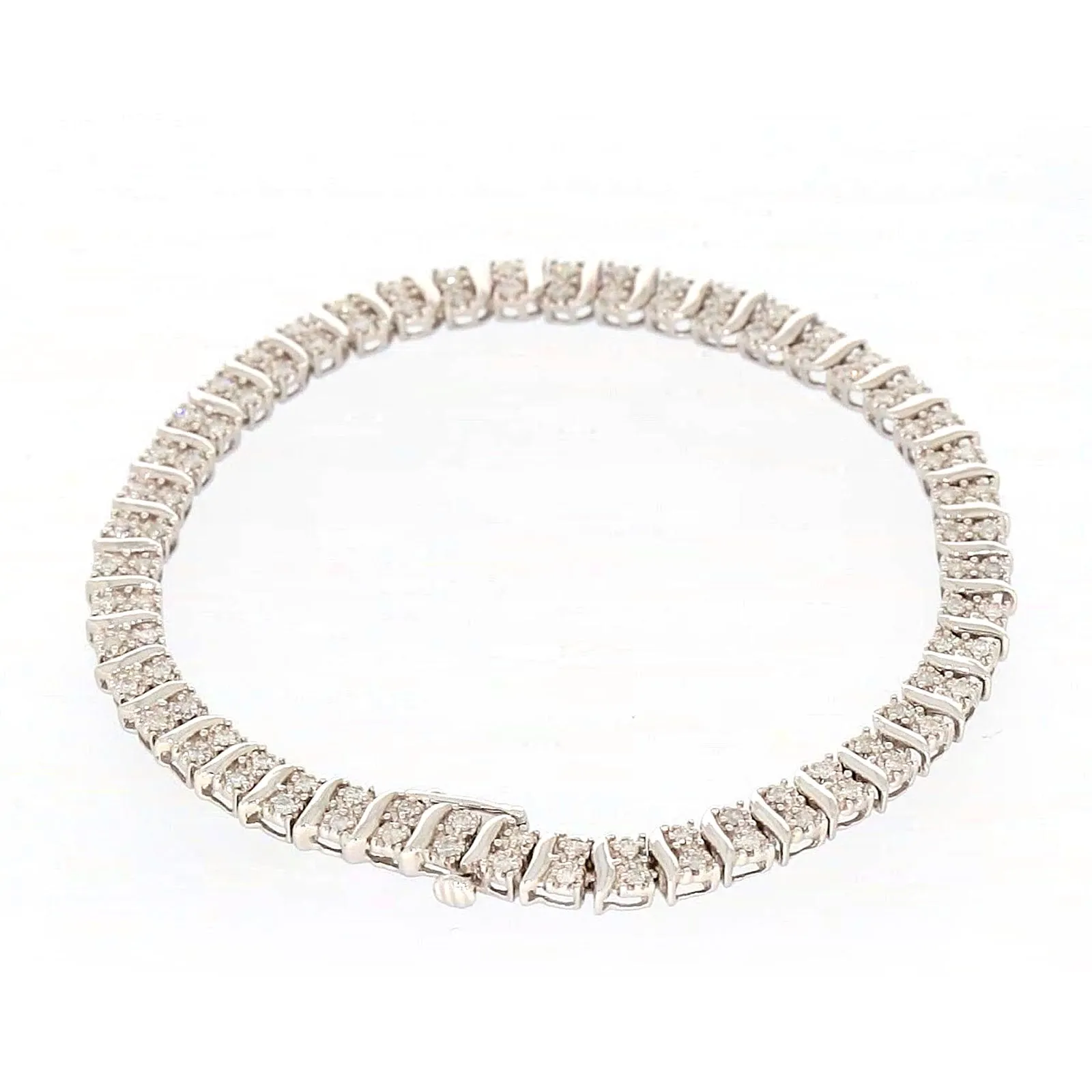 Sterling Silver Round Brilliant Cut 1 Carat tw of Diamonds Tennis Bracelet