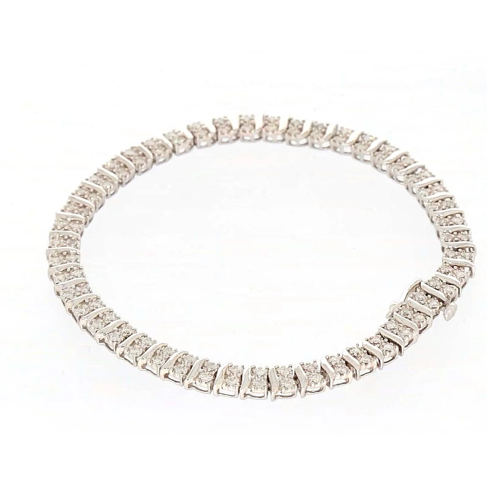 Sterling Silver Round Brilliant Cut 1 Carat tw of Diamonds Tennis Bracelet