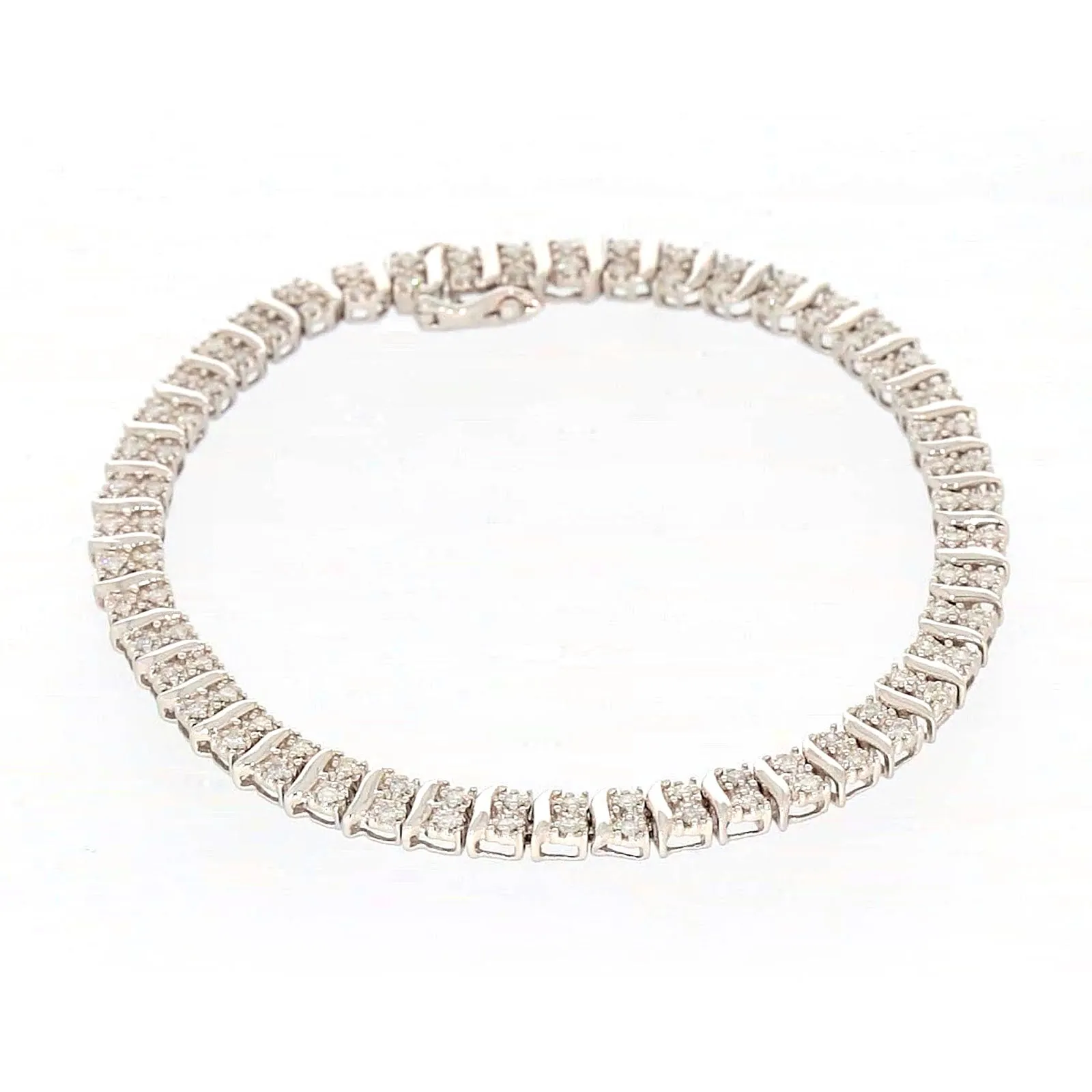 Sterling Silver Round Brilliant Cut 1 Carat tw of Diamonds Tennis Bracelet