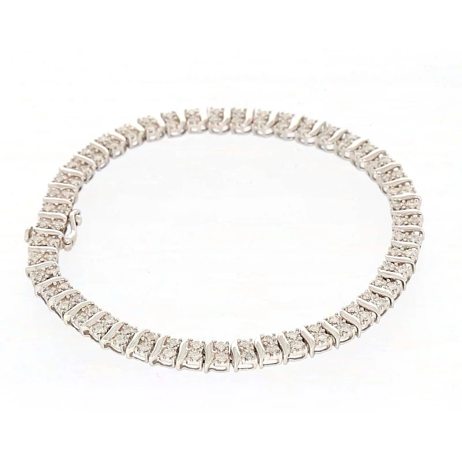 Sterling Silver Round Brilliant Cut 1 Carat tw of Diamonds Tennis Bracelet