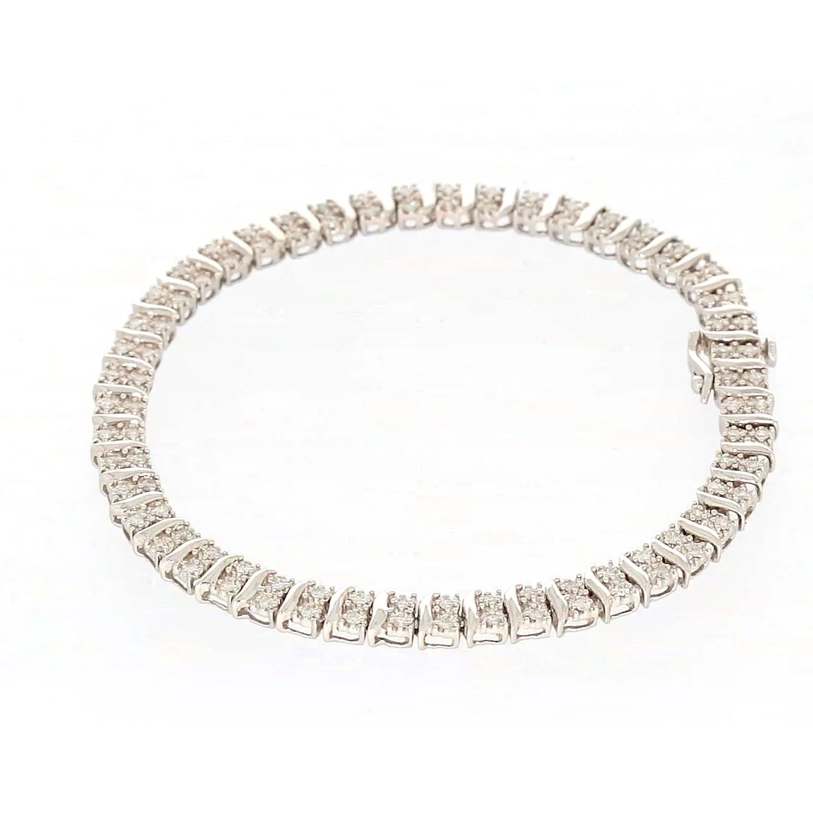 Sterling Silver Round Brilliant Cut 1 Carat tw of Diamonds Tennis Bracelet