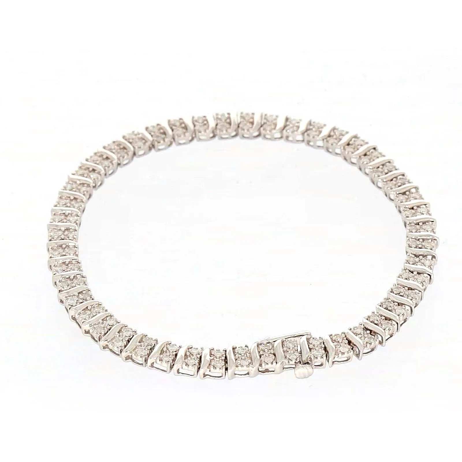 Sterling Silver Round Brilliant Cut 1 Carat tw of Diamonds Tennis Bracelet