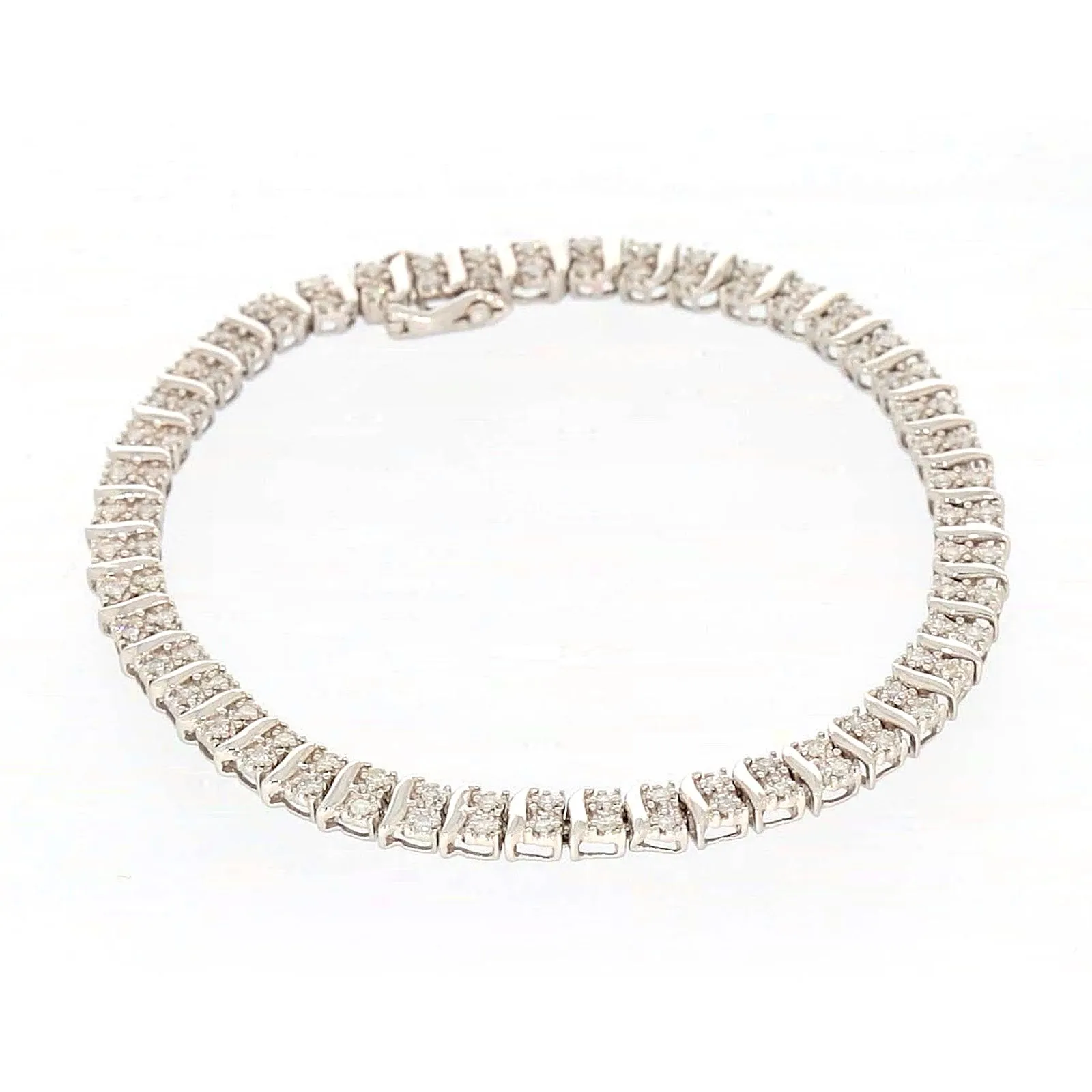 Sterling Silver Round Brilliant Cut 1 Carat tw of Diamonds Tennis Bracelet