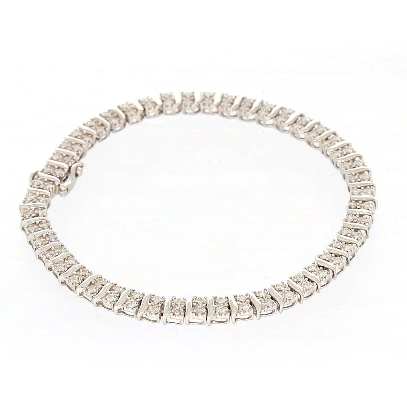 Sterling Silver Round Brilliant Cut 1 Carat tw of Diamonds Tennis Bracelet