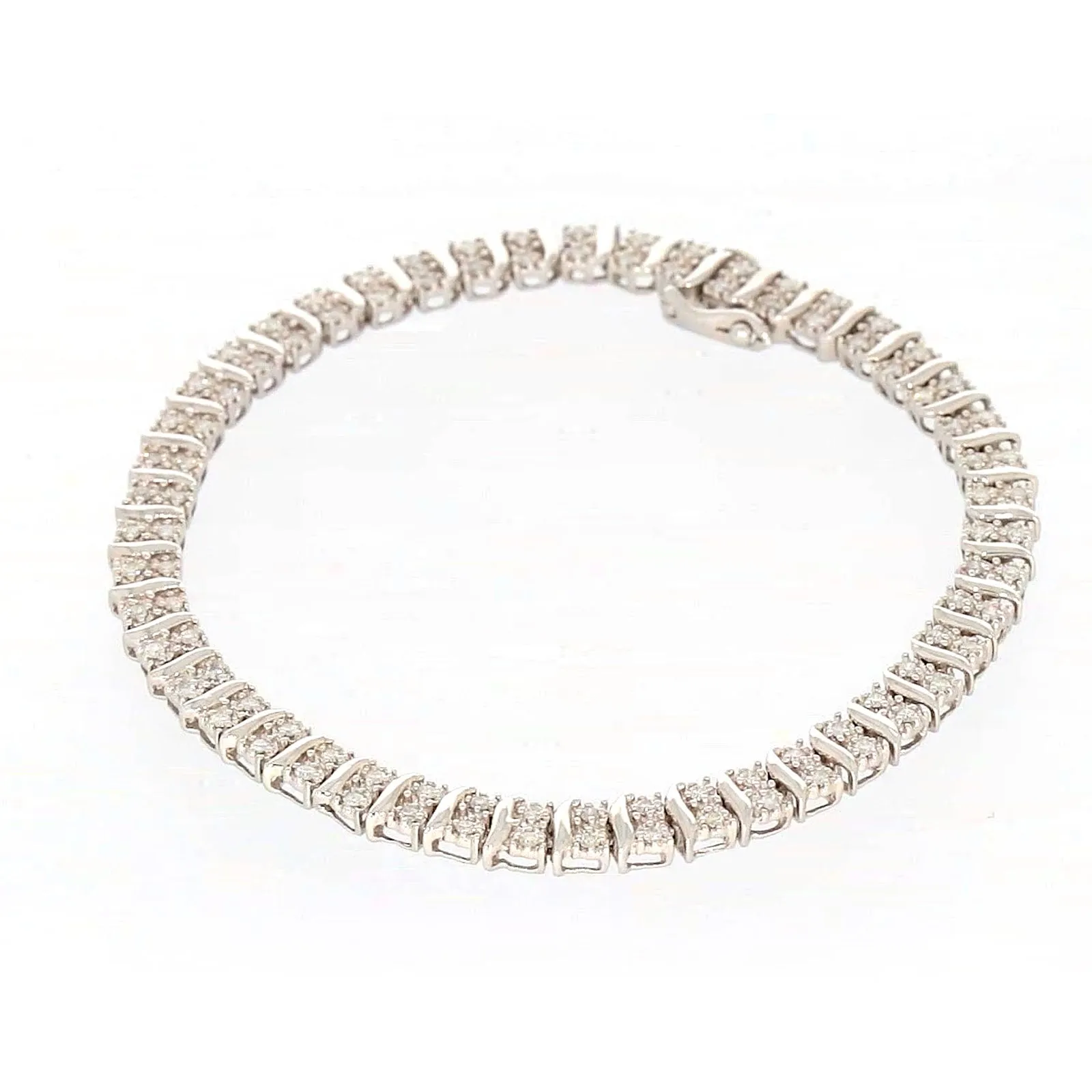 Sterling Silver Round Brilliant Cut 1 Carat tw of Diamonds Tennis Bracelet