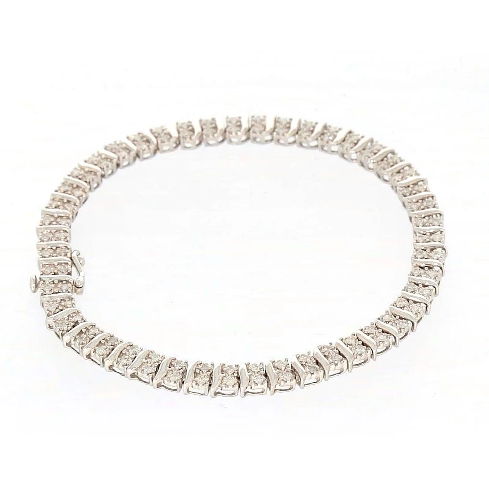 Sterling Silver Round Brilliant Cut 1 Carat tw of Diamonds Tennis Bracelet