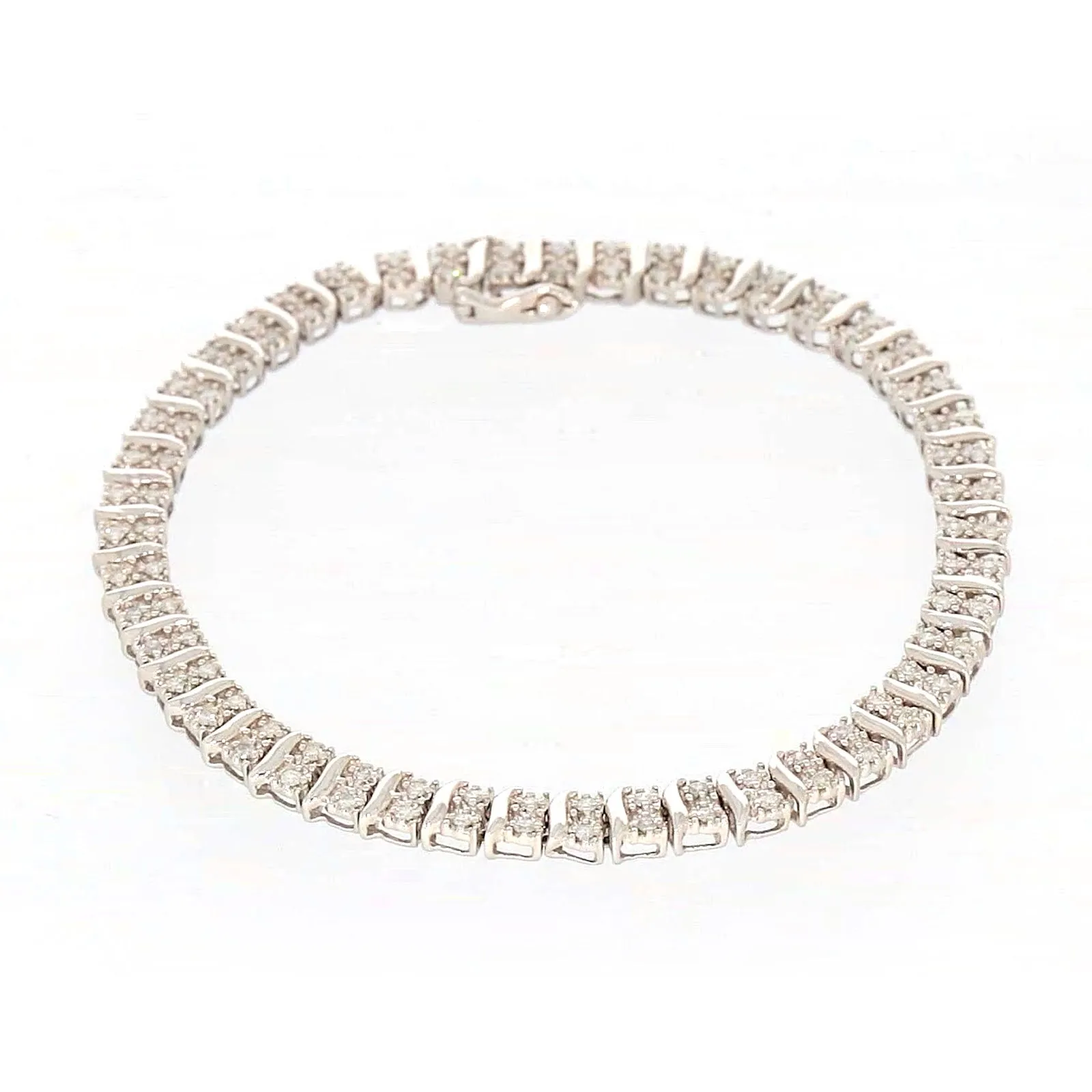 Sterling Silver Round Brilliant Cut 1 Carat tw of Diamonds Tennis Bracelet