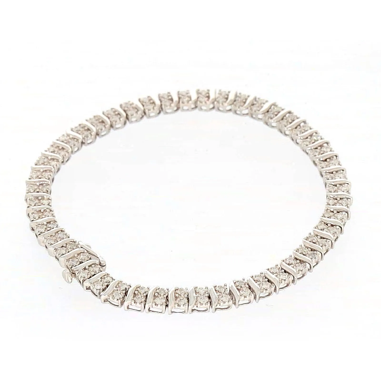 Sterling Silver Round Brilliant Cut 1 Carat tw of Diamonds Tennis Bracelet