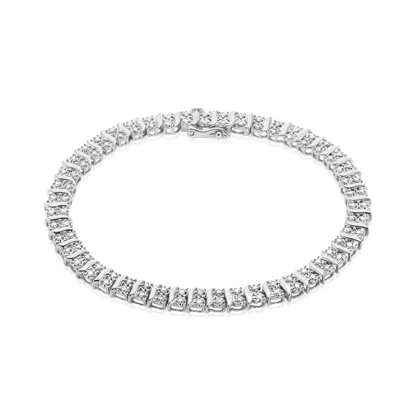 Sterling Silver Round Brilliant Cut 1 Carat tw of Diamonds Tennis Bracelet