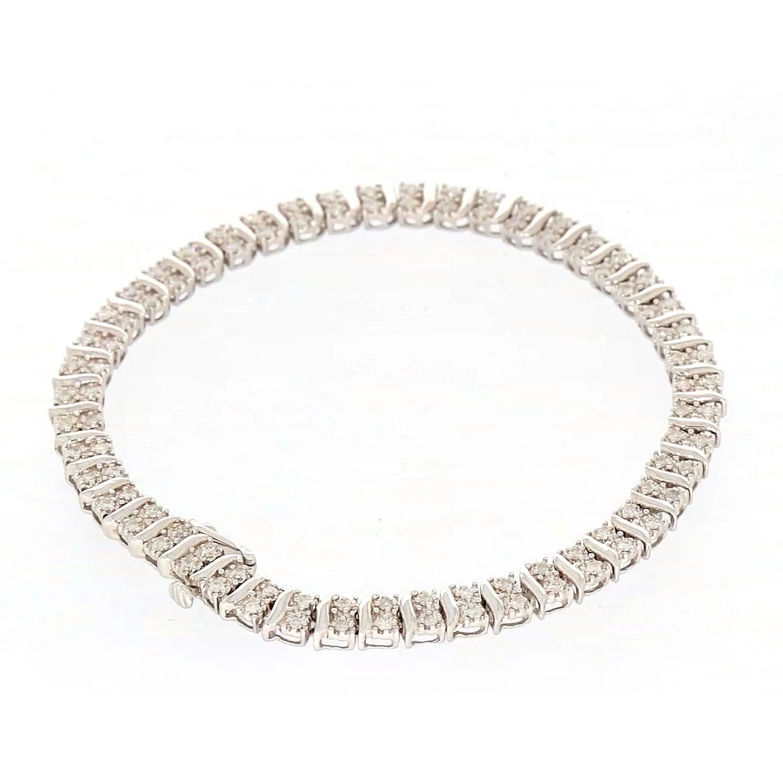 Sterling Silver Round Brilliant Cut 1 Carat tw of Diamonds Tennis Bracelet