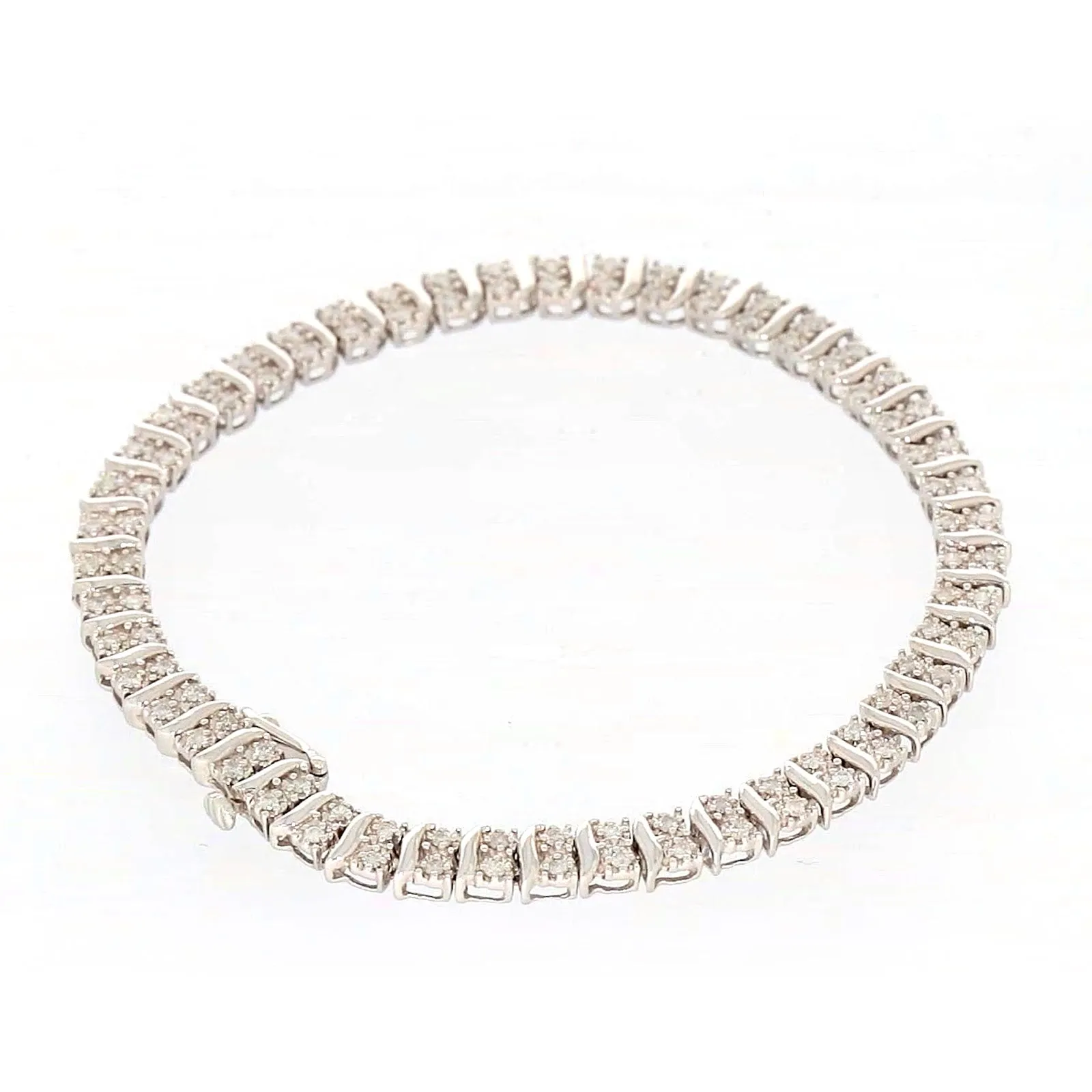 Sterling Silver Round Brilliant Cut 1 Carat tw of Diamonds Tennis Bracelet